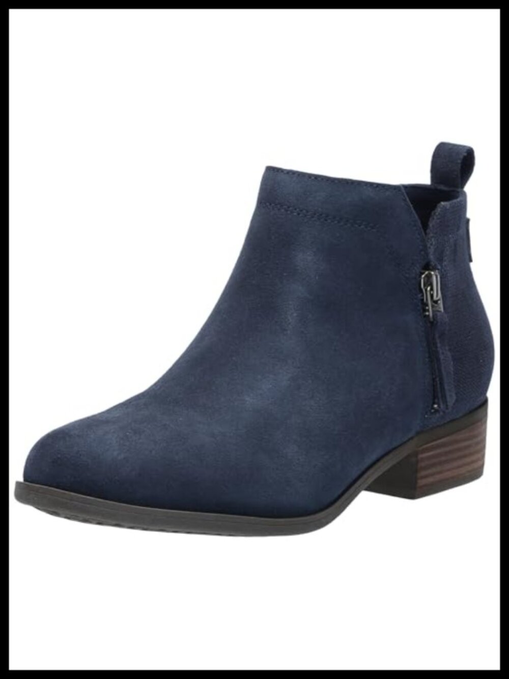 Women's Suede Canvas Ankle Booties with Dual Zippers and Block Heel